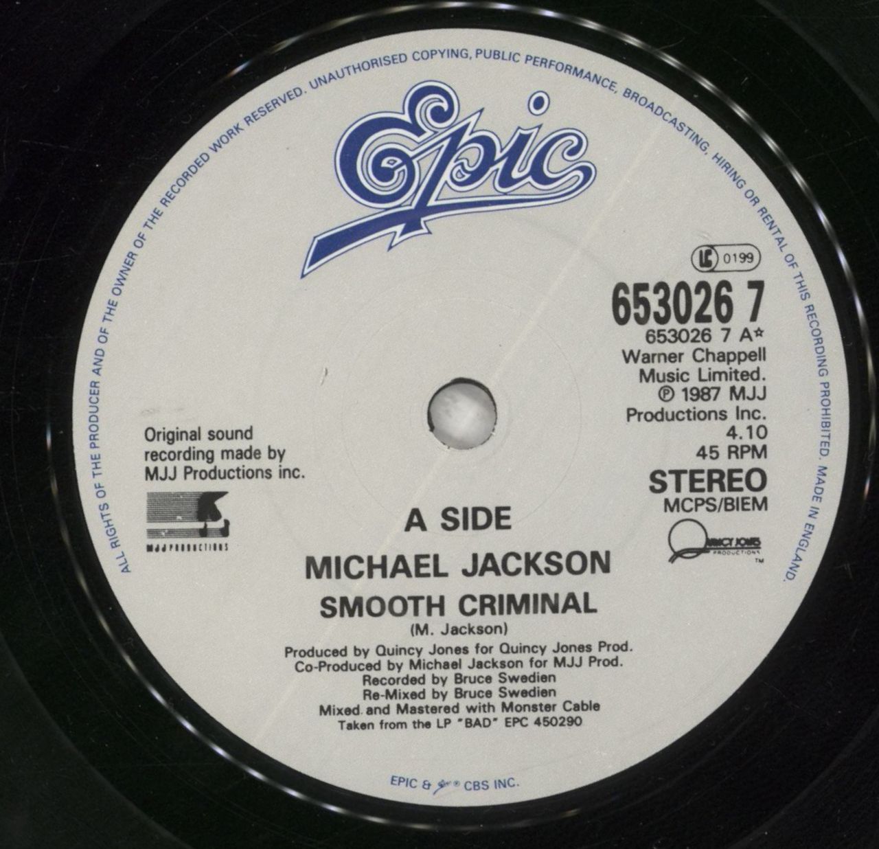 Michael Jackson Smooth Criminal UK 7" box set