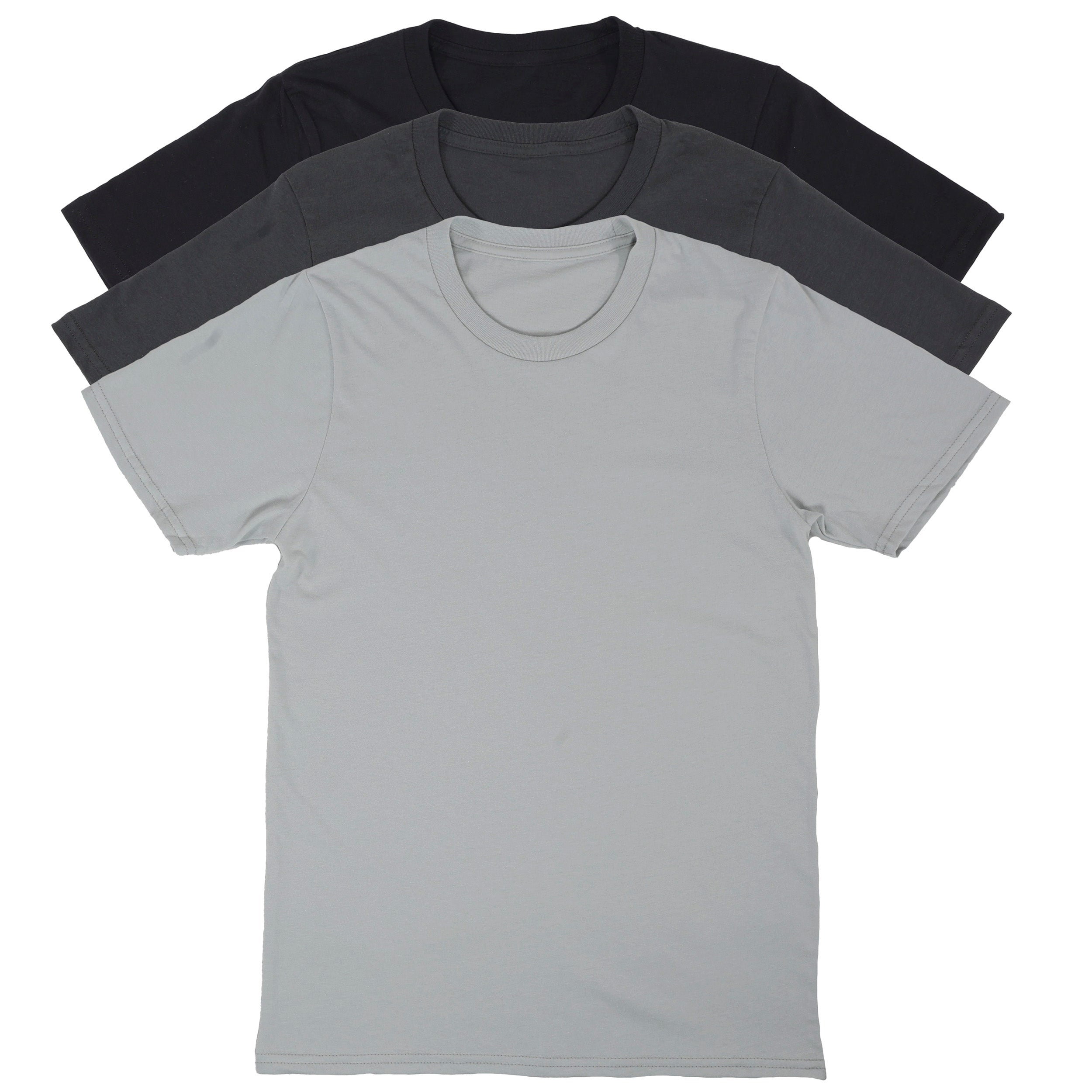 Made In USA Cotton Everyday T-Shirt | 3 Pack Shades Gray